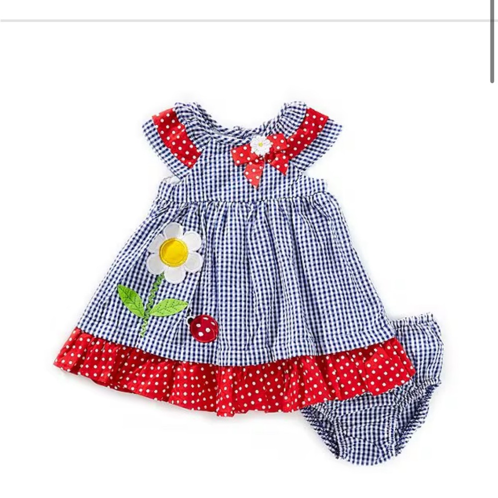 Rare Editions Blue and Red Gingham Dress